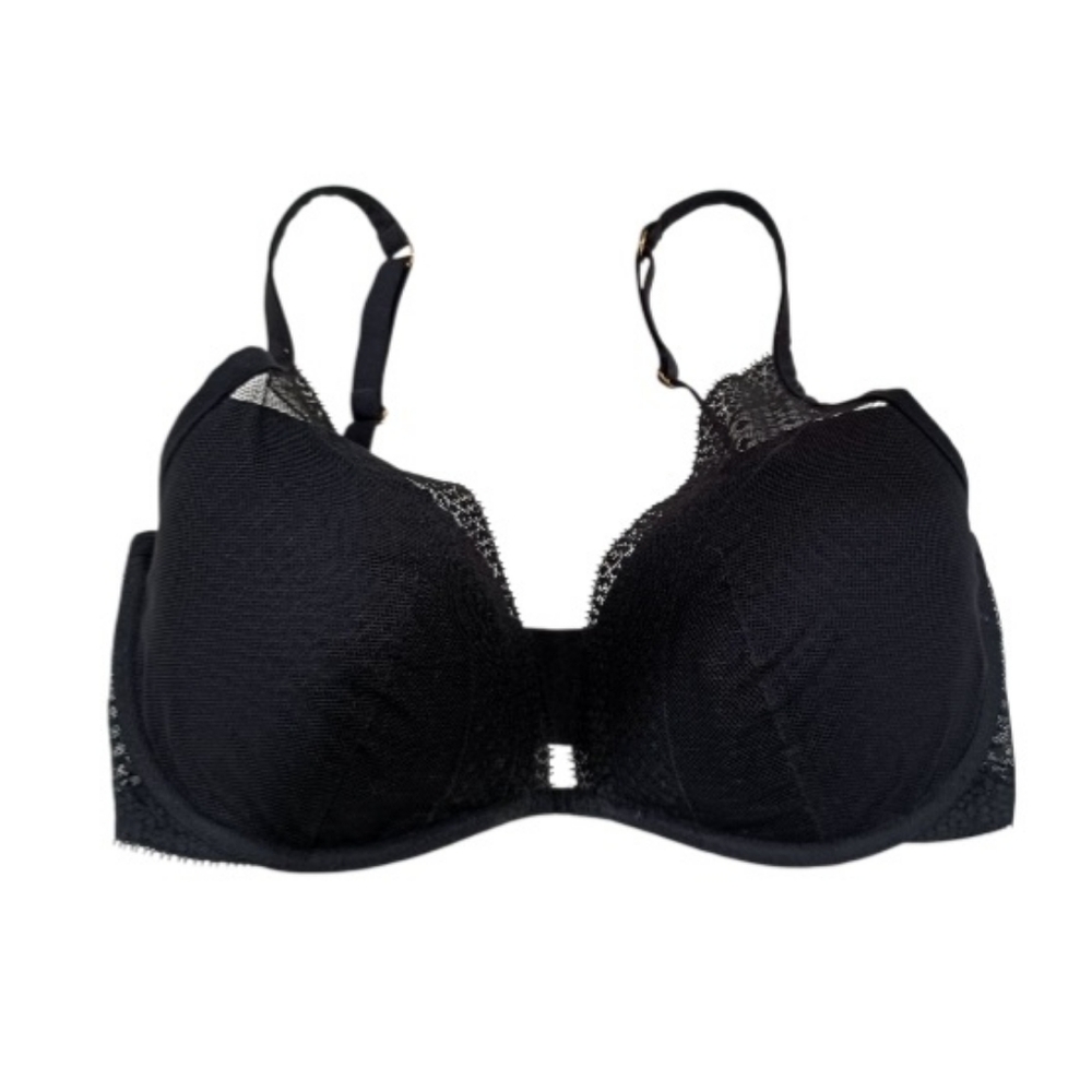 Victoria's Secret Black Lace Plunge Bra, Size 34DDD